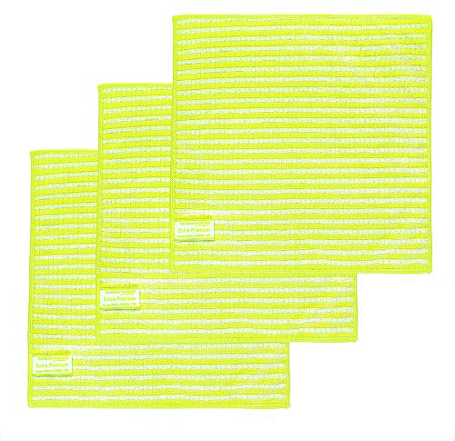 Das blaue Wunder EXTRA Premium Spültuch I Reinigungs- und Spültücher I 30x30 cm I Bambusfasern I I Extra saugstarke Küchentücher (Limette, 3)