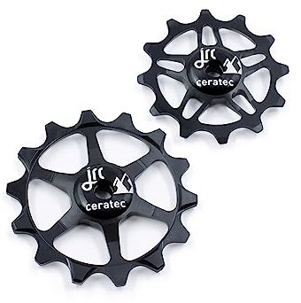 JRC Components Coppia di pulegge per deragliatore in ceramica, cuscinetti ibridi in ceramica 14 e 12T, ruote per deragliatore posteriore per bici MTB