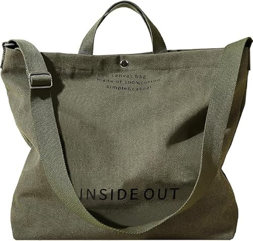 Lidxfeo Canvas Handtasche Damen, Großer Kapazität Crossbody Bag Vintage, Shopper Tote bag Aesthetic, Mehrere Taschen Umhängetasche Schultertaschen, für Schule, Reisen, Arbeit, Täglichen Gebrauch