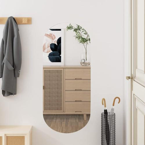 JUDYY Wandspiegel 35x80 cm Glas Oval, Wall Mirror, Spiegel Schlafzimmer, Garderobenspiegel, Spiegel Schmal, Badspiegel, Kosmetikspiegel, Dekorative Spiegel