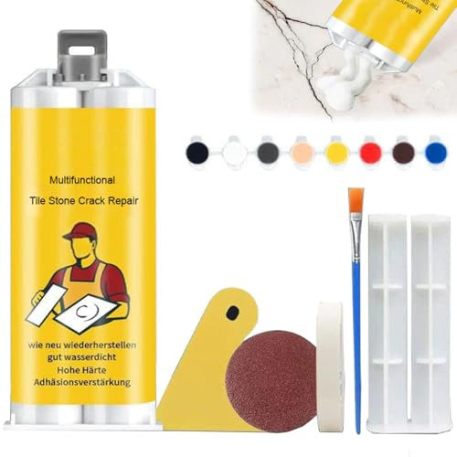 Multifunctional Tile Stone Crack Repair Kit,Tile Granite and Marble Repair Kit,Porcelain Repair Kit,Tile and Ceramic Glaze Repair Paste,for Fix Cracked Bathtub Chip Countertop Porcelain (1Set)