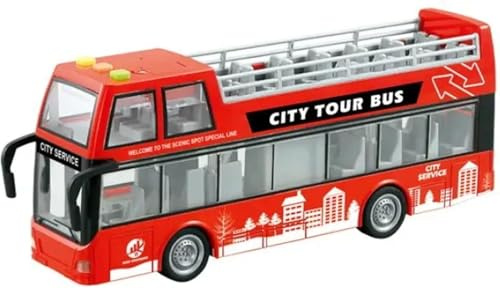 MIXEL Double Decker Bus Toy, Realistic Design, LED Light and Sound, Portable and Lightweight, Easy To Operate, Kids Play Vehicle, Safe and Durable, Great Gift Idea