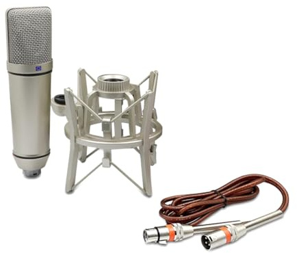 Kznifmk Microfono a Condensatore Microfono da Studio Cardioide Professionale per La Registrazione di Podcast Voice Over Streaming Home Studio