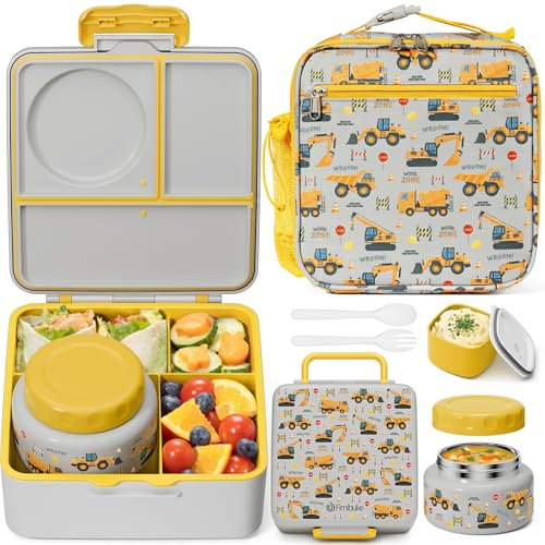 Fimibuke 60oz Kids Bento lunch Box with Insulated Lunch Bag & 8.5oz Thermo