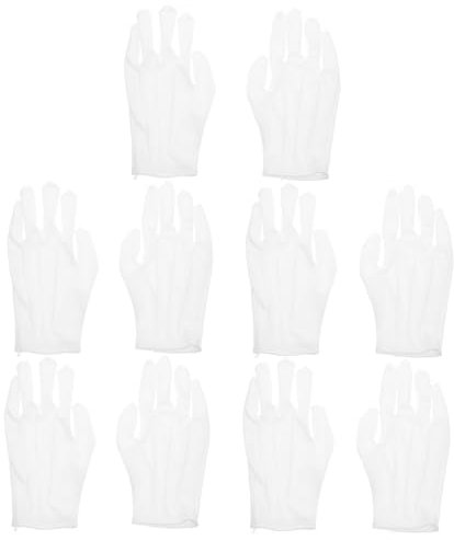 Ciieeo 10pares Guantes Blancos Transpirables Guantes Joyería Poliéster Protección