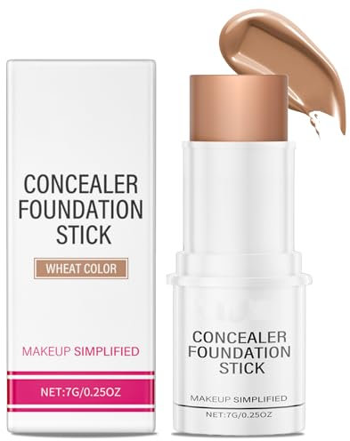 Foundation Stick Skin Tint Foundation Full Coverage Concealer Pan Stick, Face Make Up Beauty Balm, Hydrating Brighting Lightweight Smooth Finish, Wheat Colour