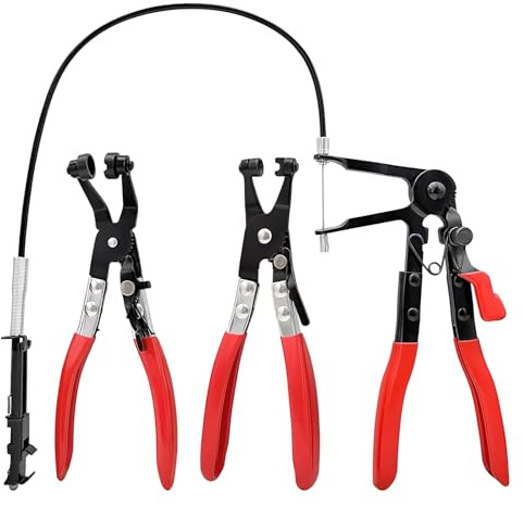 Schlauchklemmenzange 3-Teiliges Set - Schlauchschellenzange Set Einschließlich Feder & Gerader Hals & Gebogener Hals Schlauchschellen Zange Geeignet für Die Fahrzeugwartung