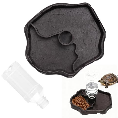 XRVRILE Bebedero Tortugas, Bebedero Reptiles con Botella, Cuenco Agua Automático para Tortugas, Lagartos, Geckos, Serpientes, Ranas, Accesorios Reptiles Terrario