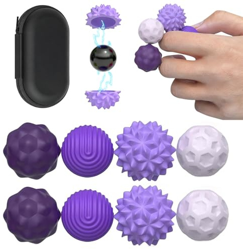 8 pezzi Palle Magnetiche Anti-Stress, Sfere Magnetiche Massaggianti per Dita e Mani, Fidget Toys,Rilassamento e Concentrazione