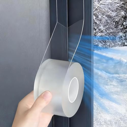 OddMart 3cm x 10m Window Sealing Tape, Adhesive Window Draft Seal Weather Strips for Winter Waterproof No Residue Clear Sealant Strip for Doors & Windows Keep Out Cold Air Dust Rain