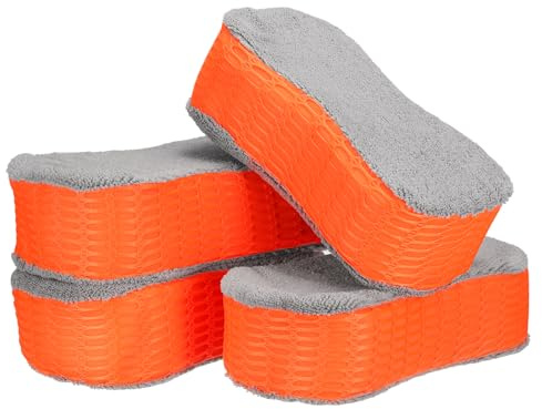 sourcing map 4 esponjas de microfibra para lavado de coche, 8.7 x 4.3 pulgadas, almohadillas aplicadoras de espuma antiarañazos para detalles de automóviles, encerado, aplicación de acondicionador
