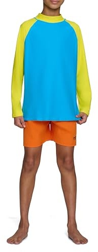 PowerLayer UV-skyddsbarnkläder med långa ärmar och högt halsavsnitt – Solskydds-rashguard för barn UPF 50+ med halv bakre dragkedja, 10-12 anni