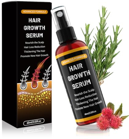 Rouclo Hair Growth Serum Spray with Rosemary Oil,Hair Loss Treatment 60ml | Castor Oil&Biotin,Hair Growth,Non Greasy&Fast Absorbing,for Men&Women,Advanced Thickening Formula,Beard&Hairline Care