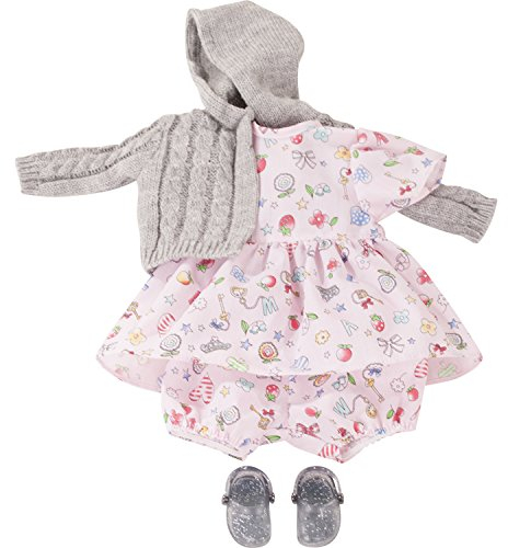 Götz 3402922 Kombination Villa Kunterbunt - Puppenbekleidung Gr. S - 4-teiliges Bekleidungs- und Zubehörset für Babypuppen von 30 - 33 cm