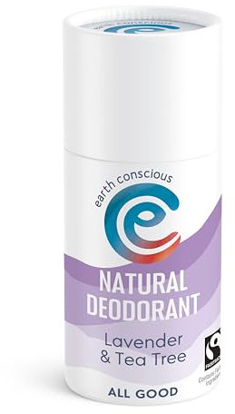 Earth Conscious Natural Deodorant Stick 60g- Eco Friendly, Vegan Friendly, Aluminium Free & Cruelty Free Deodorants for Men and Women. UK Made (Lavender & Tea Tree)