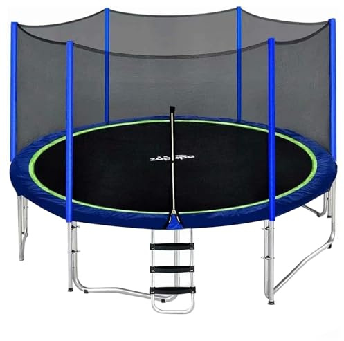 Zupapa 1800LBS Capacity No-Gap Design 16 15 14 12 10FT Trampoline with Safety Enclosure Net and Non-Slip Ladder 10-Year Quality Assurance Perfect for Kids Family Outdoor Backyard Fun