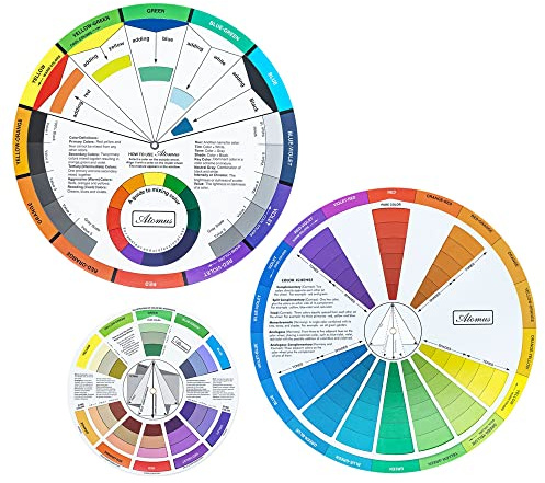 Mcbazel 3 piece color wheel colour mixing wheel creative color mixer for painting/airbrush design/makeup