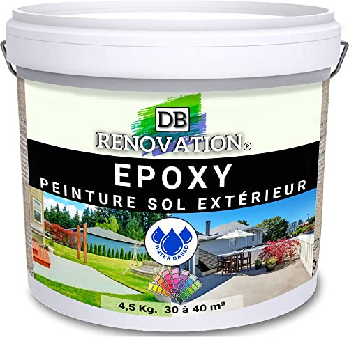 DB Rénovation Résine Epoxy Peinture sol Terrasse, balcon - Haute résistance Extérieur, Prêt à l'emploi - Blanc 4,5KG