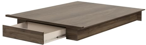 South Shore Holland Platform Bed (54/60''), Full/Queen, Natural Walnut