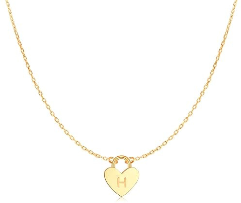 MARLION JEWELS Kette für damen Zartes Herz mit Initialen.. Halskette aus vergoldetem/versilbertem Chirurgenstahl ideal als Geschenk. Schmuck Damen (Vergoldung, A)