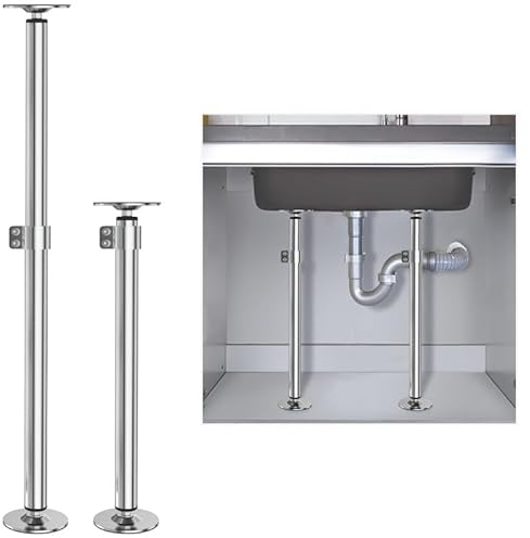 2PCS Undermount Sink Brackets,Undermount Sink Mounting Brackets,Stainless Steel and Adjustable Sink Legs Installation and Repair System Kit for Kitchen and Bathroom Sink(17.2-29.5in)