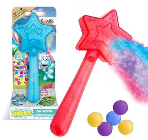 INKEE Wand Star Bath Toys | Stern-Zauberstab mit Kinder Badebomben , Badekugeln mit Badefarben für die Badewanne, Erdbeerduft - Badewanne Spielzeug Kinder, Farbauswahl Nicht möglich