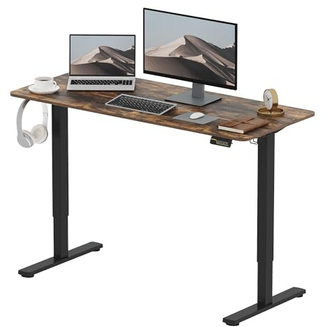 SANODESK Höhenverstellbarer Schreibtisch 120x60 cm, Schreibtisch Höhenverstellbar Elektrisch Ergonomischer Steh-Sitz Tisch Computertisch mit Memory-Funktion(Braun)