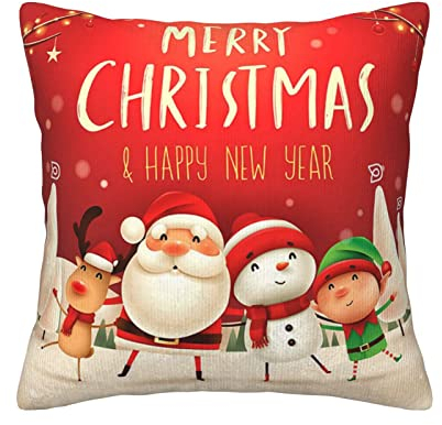 ESASAM Merry Christmas Cord-Überwurfkissen – weiches und gemütliches Kissen für Entspannung und Unterstützung, atmungsaktives Kissen, Sofakissen, Reisekissen, Bürostuhlkissen