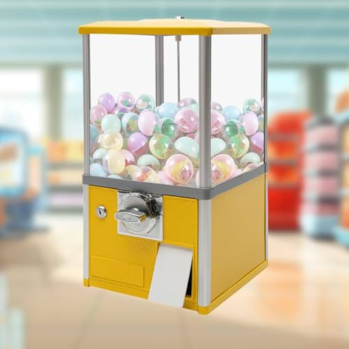 YLANMEI Vending Machine, Candy Machine, Commercial Gumball Machine, Stable Vending Machine Dispenser for Supermarket, Park, Playground, Holiday,Yellow