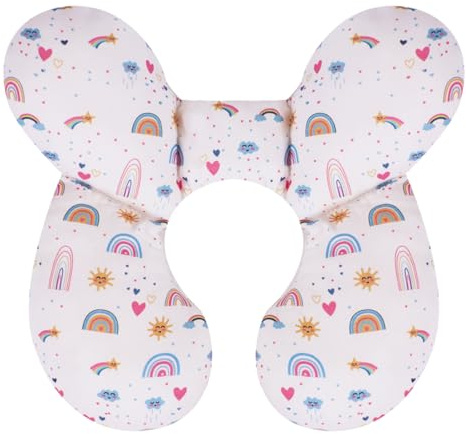 KAKIBLIN Baby Neck Pillow, Upgraded Baby Support Pillow, Head Pillows for Carseat, Newborn Neck Support for Car Seat,Pushchair,Travel (Rainbow)
