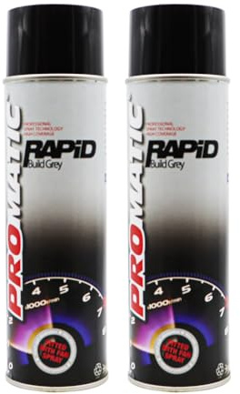 PROTOUCH 2x Promatic Rapid Build Grey Spray Aerosol Primer Filler, 500ml, Flexible Coating, Corrosion Protection