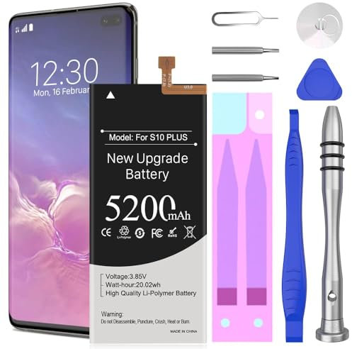 【5200mAh】 Akku für Samsung Galaxy S10 Plus, BOANV 2025 Upgraded High Capacity Ersatzakku für Galaxy S10+ SM-G975F G975U G975W G975U1 G9750 G975N G975X mit professionellen Reparaturwerkzeug-Kits