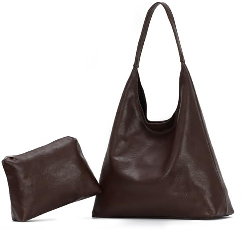 EVEOUT Weiches Leder Tote Tasche für Damen Große Hobo Schultertaschen mit Beuteltasche Minimal Kunstleder Umhängetaschen Tragetasche Shopper für Arbeit Urlaub Hochschulen