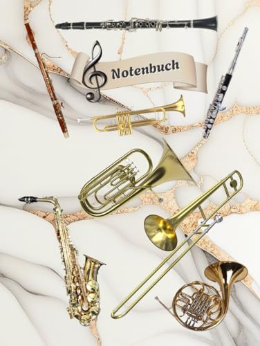 Notenheft Trompete DIN A4 Notenbuch Posaune Musikunterricht Waldhorn Notenlinienheft Große Lineatur Blasinstrumente Anfänger Kornett Querflöte ... Notensysteme Bariton Musiker Fagotte 02B08
