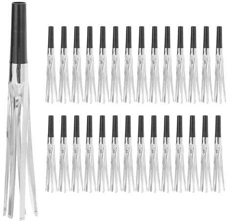 PATIKIL 30 Pcs Hacer Ruido, Silbatos De Fiesta Con Flecos Metálicos Para Fiestas Cumpleaños Año Nuevo, Tono Negro/Plateado