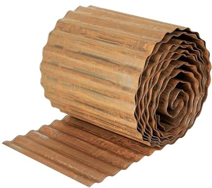 Nicoman Metal Garden Edging Border - Heavy Duty Galvanised Steel Lawn Edging, Flexible DIY Landscape Border for Trees, Flower Beds, and Plants (Rust, 6x20FT)