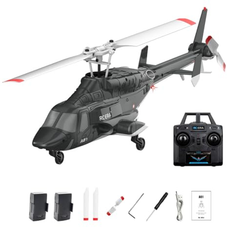 A61 Little Air-Wolf RC ERA Helicopter, 1/52 Scale 2.4G 4CH Single Rotor Remote Control Helicopter with Landing, Altitude Hold & Lightflow Positioning, RC Aircraft Model for Adults - PTF Version