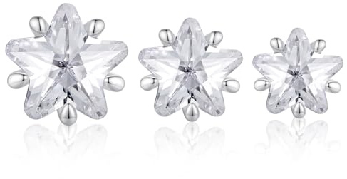 JYNXOR 3 pcs Boucles d'oreilles magnétiques, Boucle Aimantée en Acier Inoxydable Magnétiques Fausse Boucle d'Oreille Femme Zircon Brillant Boucle d Oreille Homme Aimant Cadeaux Noël Valentin, Étoile