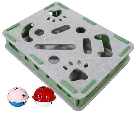 Spielco - Scatola di arricchimento per unghie per gatti, con 2 palline a campana, per gatti, taglia piccola, media e grande, per la cura del pavimento