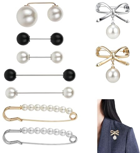 9 Pezzi Spilla con Perle Artificiali Donna Spilla da Balia Elegante con Perle Decorative per Maglioni Cardigan Jeans Accessori Abbigliamento Set Spille Sicurezza Moda