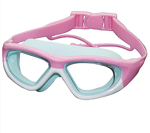 Tsophreniq Occhiali da nuoto per bambini anti-appannamento anti-UV Occhiali da nuoto regolabili in silicone Clear View Occhiali da nuoto senza perdite d'acqua Occhiali da piscina Lenti antinebbia