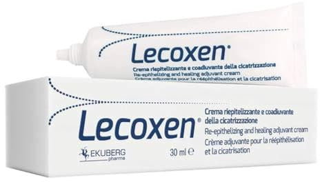 LECOXEN Crema per il Trattamento di Cicatrici, Ferite, Tagli, Irritazioni Cutanee, Lesioni, Ustioni e Incisioni Post Operatorie. Crema Cicatrizzante e Riepitelizzante. 30ml