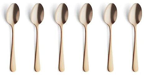 Austin - Juego de 6 cucharas moka espresso dorado mate