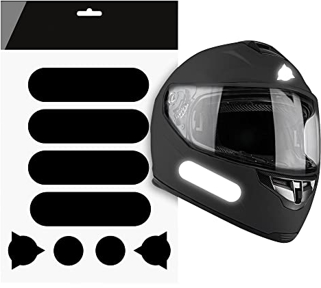 AUTODOMY Reflektierende Aufkleber für Motorradhelm 8 Stück | Reflektoren Helm Wetterfest & UV Beständig | Helm Reflektor Aufkleber Frankreich Racing Design (Schwarz Reflektierend)