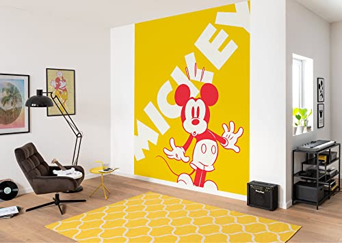 Komar WTD - Carta da parati fotografica in tessuto non tessuto, motivo Mickey Contrast, dimensioni 200 x 250 cm (larghezza x altezza), Disney, cameretta dei bambini, carta da parati per bambini