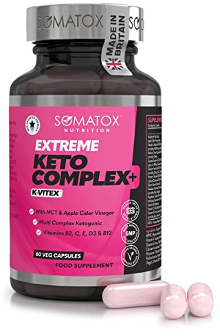 Extreme Keto Complex Max – K-Vitex™ Advanced Ketogenic Formula for Weight Loss - Fat Burner Diet Pills | Apple Cider Vinegar, MCT, Vitamins B12, B2, C, E & D3 – 30 Day Supply/Vegan Capsules