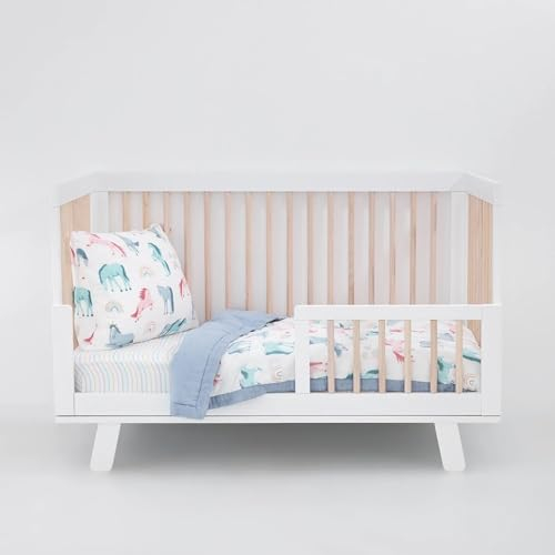 Little Unicorn Kleinkind-Bettwäsche, 3-teilig, superweicher und atmungsaktiver Musselin-Stoff, für Cabrio-Kinderbetten und Kleinkindbetten (Einhörner)
