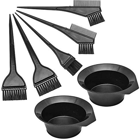 Dojimayisc Hair Dye Color Brush and Bowl Set, Hair Color Brush Mixing Bowl Kit,Tools for Hair Dying Coloring Applicator, 7 Piece Set