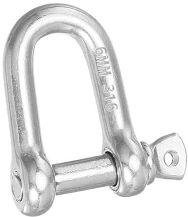 PATIKIL Screw Pin Shackle M6 1/4 485lbs, 316 Stainless Steel D Ring Shackle for Chains Wire Rope Outdoor, Silver
