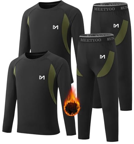 MEETYOO 2er Pack Thermounterwäsche Set für Kinder Funktionsunterwäsche Skiunterwäsche Fussball Jungen Atmungsaktiv Weich Funktionswäsche Thermo Unterwäsche Warme für Kinder